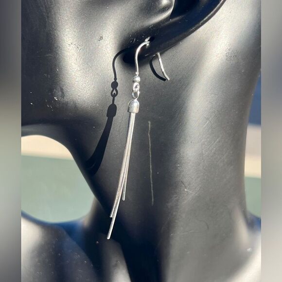 Italian Sterling Silver Tassel Drop Earrings - Picture 6 of 7